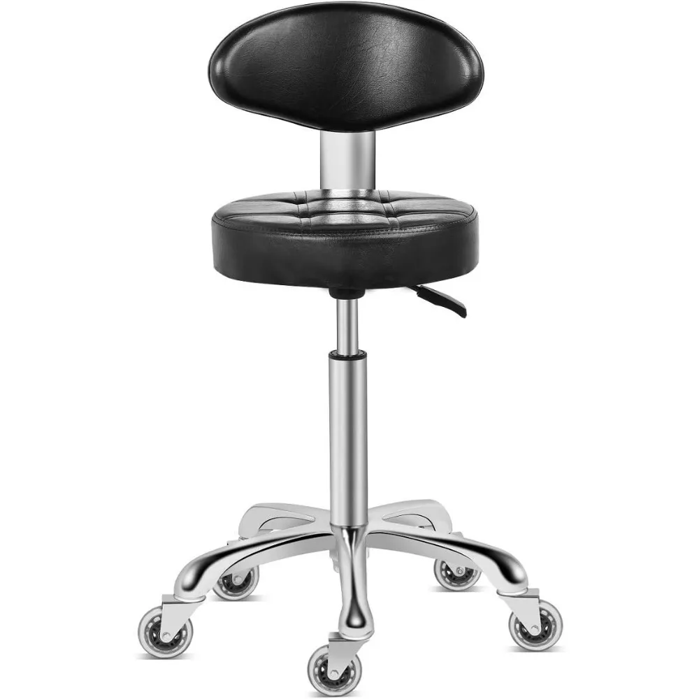

Swivel Stool Chair Adjustable Height w/Back Rest, Heavy Duty Hydraulic Rolling Metal Stool for Kitchen,Salon,Bar,Office,Massage