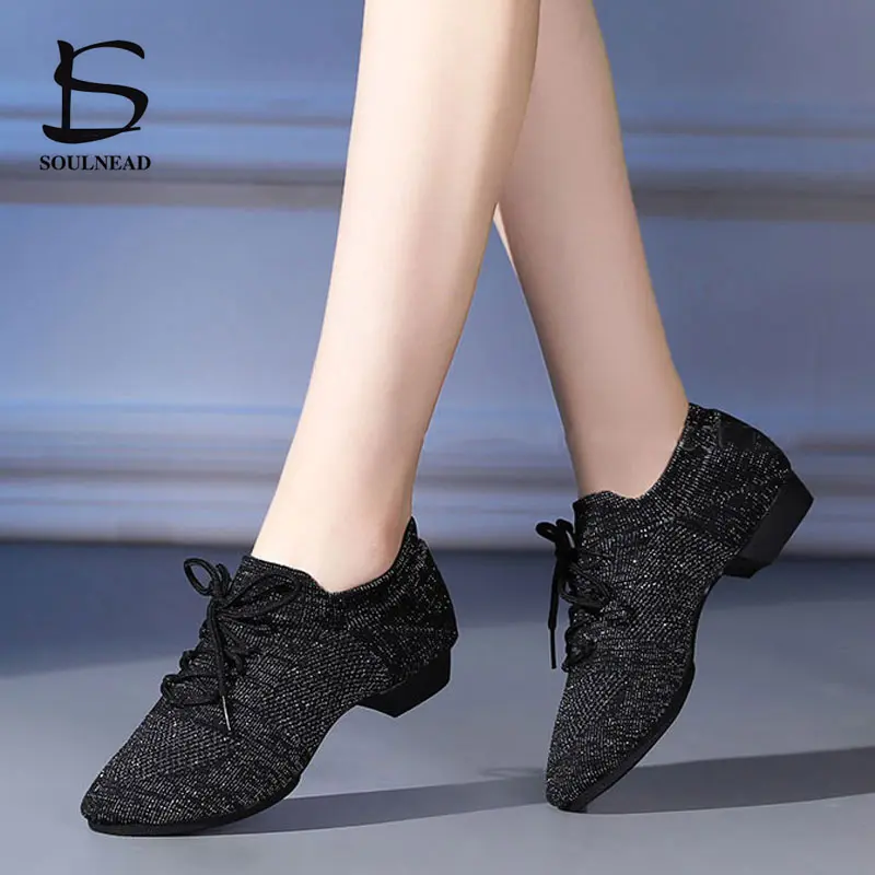 Dance Shoes for Women Jazz Salsa Ballroom Dancing Shoes Mesh Casual Flat Sprots Shoe Ladies Girls Modern Yoga Sneakers 34-42