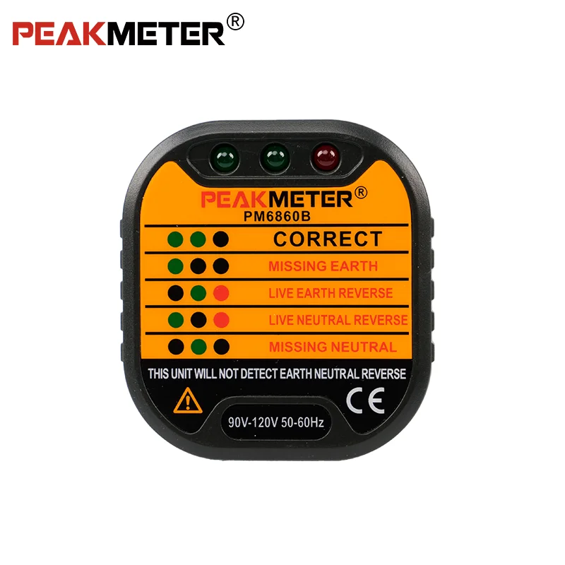 Peakmeter PM6860B Professional Tools Socket Tester American Standard 50 ~ 60Hz Wiring Detection