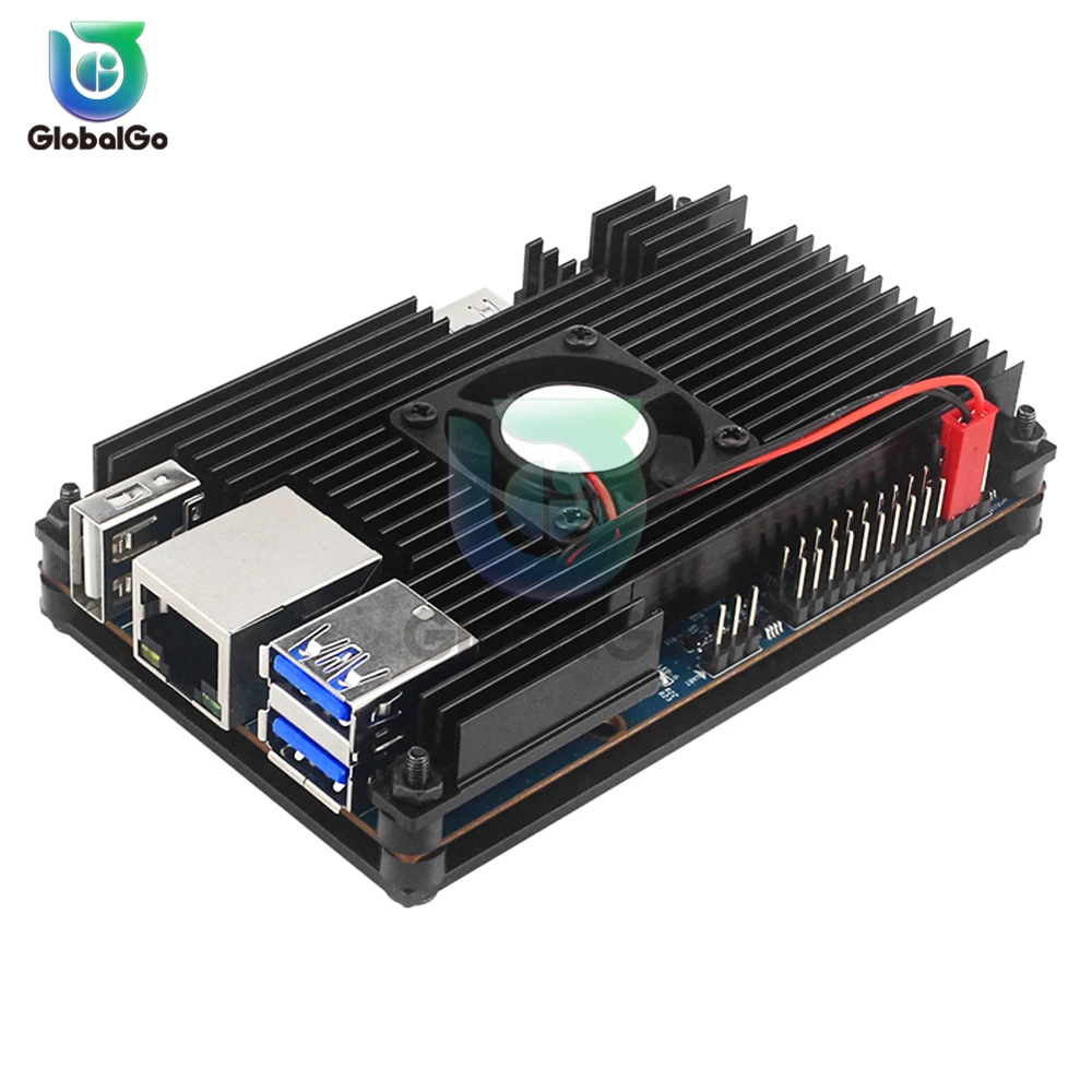 Orange Pi 5 علبة من سبائك الألومنيوم مع مروحة التبريد المصارف الحرارة النشطة والسلبية تبديد الحرارة المعدنية تغليف ل Orange Pi 5