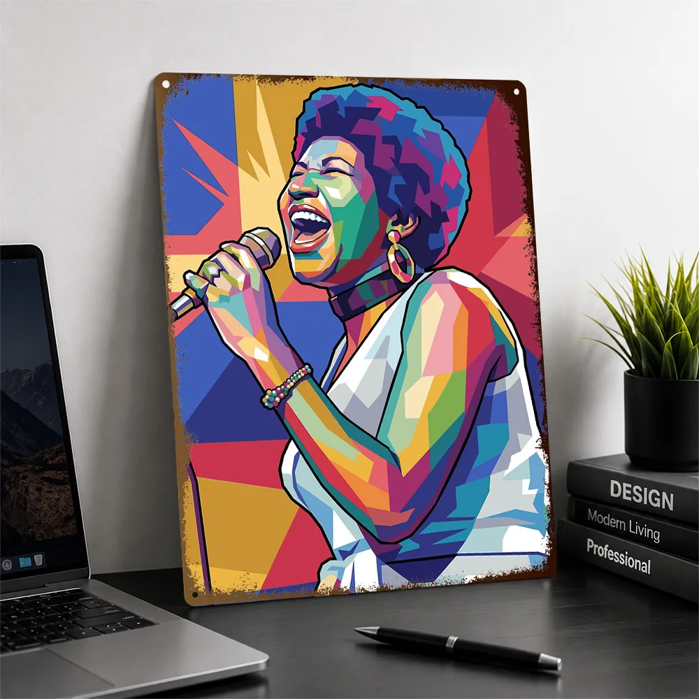 Aretha Franklin Singing Aluminum Poster Personalized Metal Sign Bold Rhythm Icon Wall Art Ideal For Home Bars And Jazz Corners