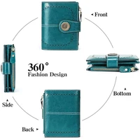 Genuine Leather Fashion RFID Wallet Women Clutch Credit Card Holder  Ladies Zipper Clutch Bag short Wallet  Casual Coin Purse - Image 5