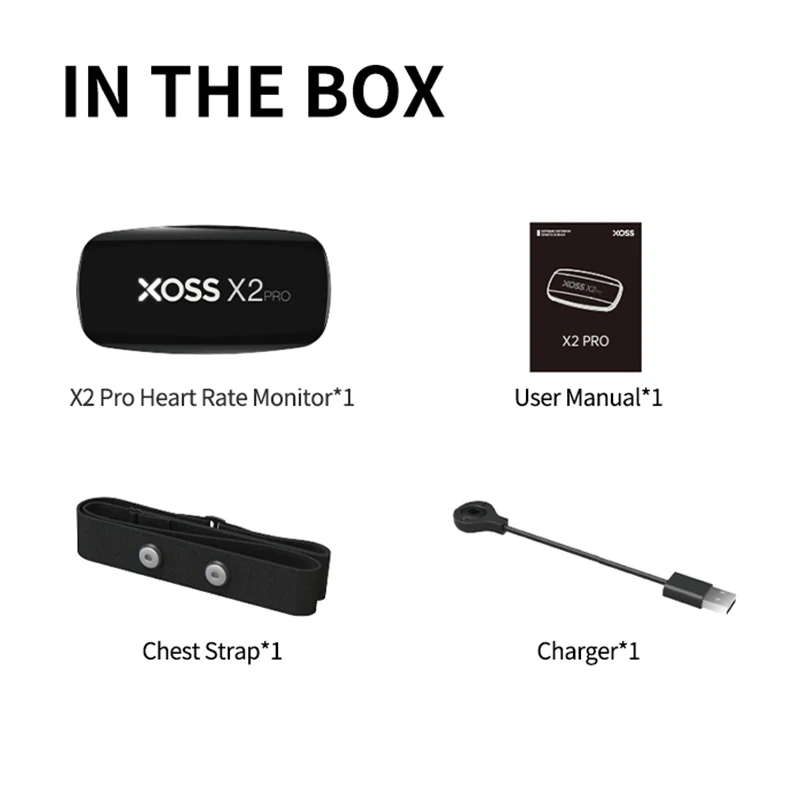 XOSS X2 Pro Heart Rate Sensor Rechargeable 90 Days Battery Life Stores 48H Of Data For Swimming Sailboat Fitness Running Cycling