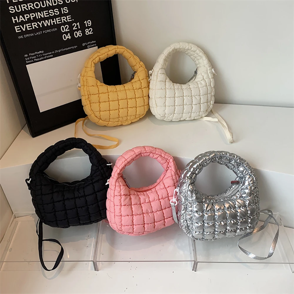 

Плетчатая плиссированная сумка через плечо с нитью, осень-зима 2022, новые мягкие сумки на молнии, женские повседневные универсальные сумки на одно плечо