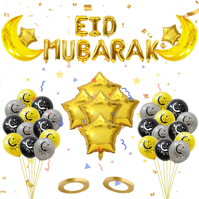 Eid Mubarak Ballonnen Eid Ballonnen Voor Eid Decoraties Thuis Eid Mubarak Banner Moon Star Ballonnen Voor Eid Al Fitr Eid decoraties