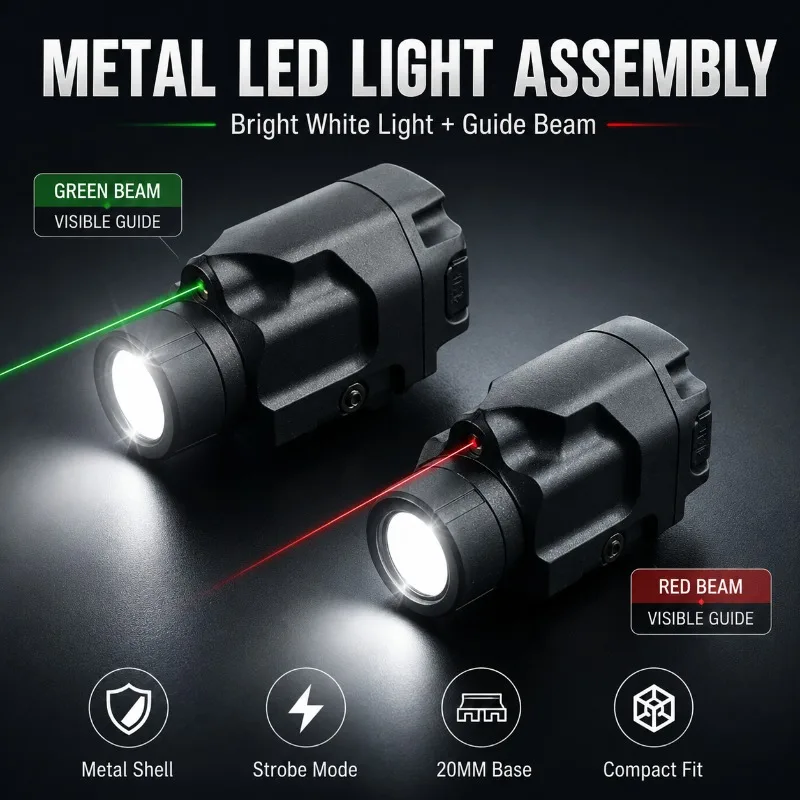 Metal‑Built Strobe LED Light Fixture Under‑Mount Style Universal 20MM Rail Base Hobby Craft Accessory