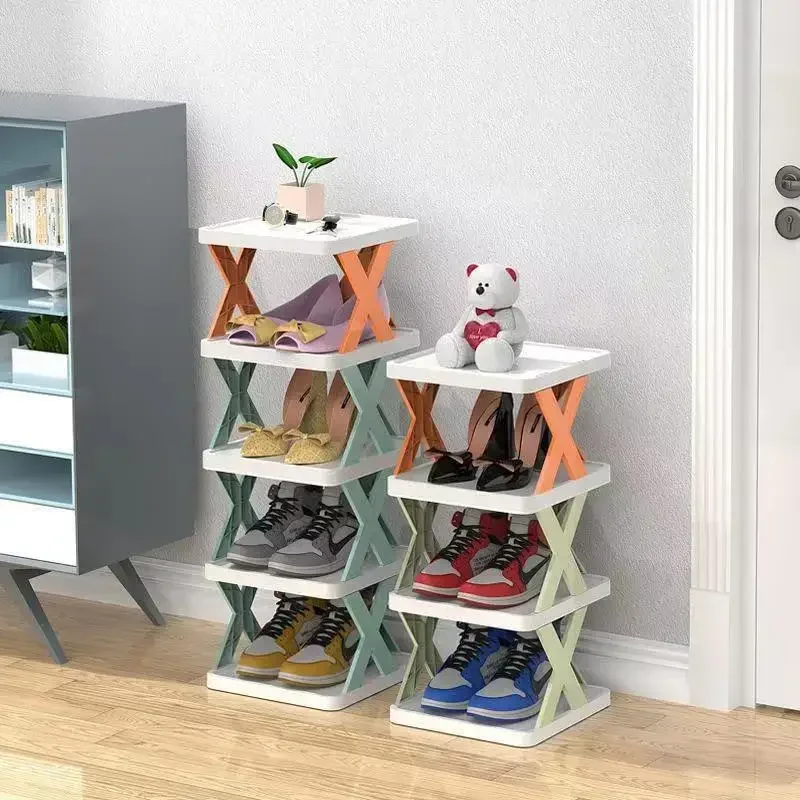 Shoe rack multi-functional creative plastic multi-layer