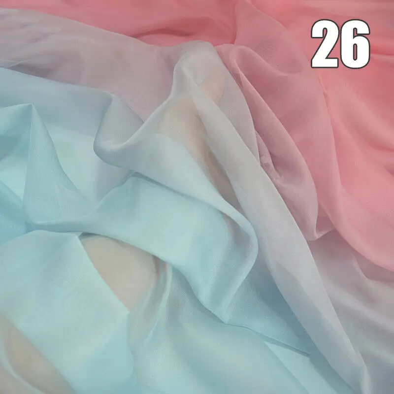 Gradient Chiffon Fabric Rainbow Chinese Costume Stage Dance Sewing Craft Organza Tulle Fabric For Diy Dancing Gauze Material