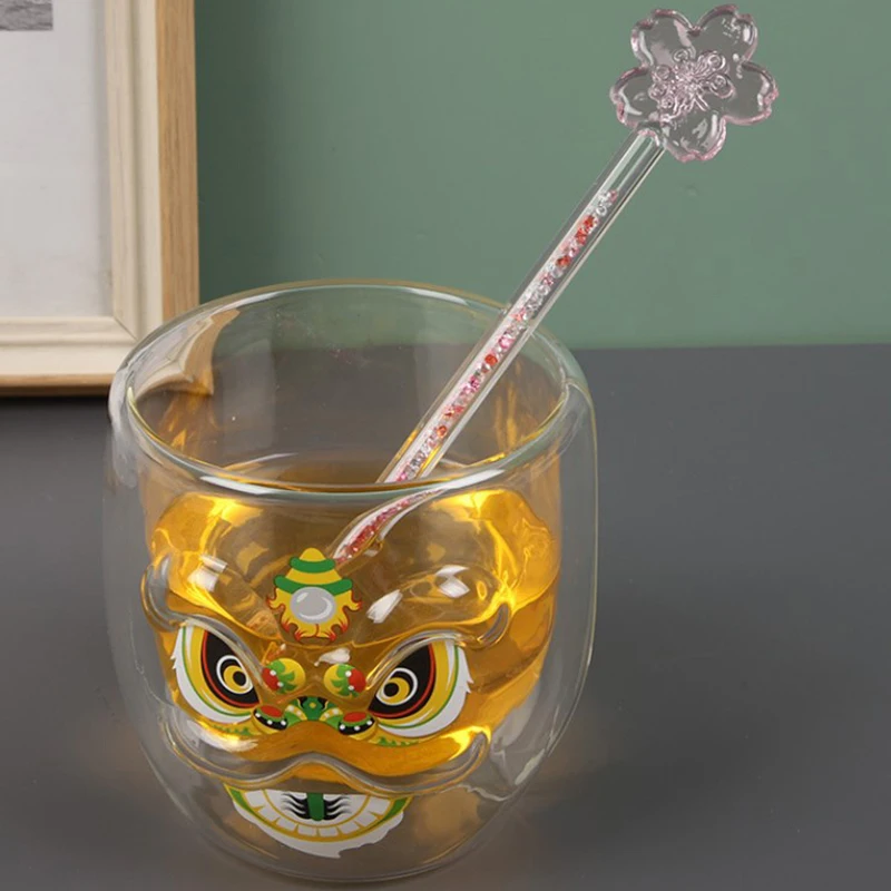 Sakura-Palo de mezcla de vidrio de borosilicato brillante, herramientas de cocina para beber, Pata de Gato, estrella, diamante