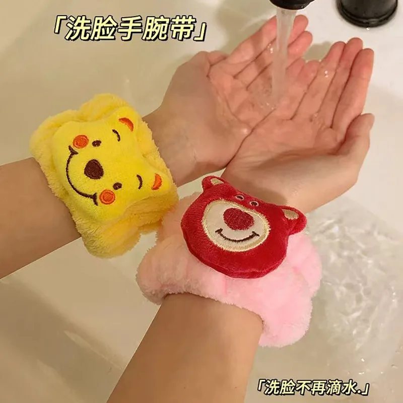 Toy Story Lotso Pooh Bear Children's Washing Wristband Cute Kawaii Girl Disney Wristband Face Washing Waterproof Hair Band