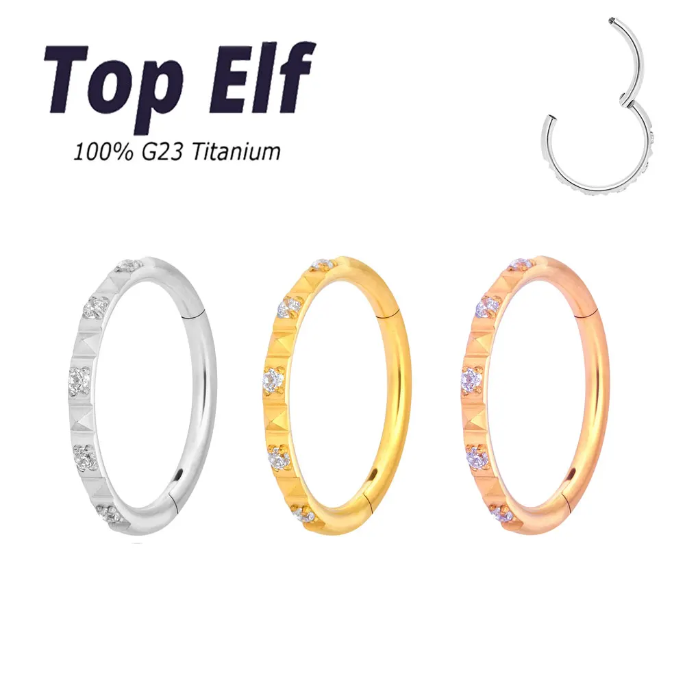 

G23 ASTM F136 Titanium CZ Zircon Segment Ring Hinged Segment Nose Ring Clicker Tragus Helix Labret Earring Piercing