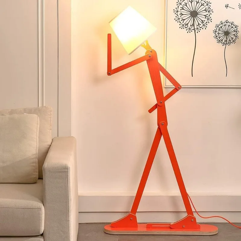 

Cool Creative Floor Lamps Wood Tall Decorative Corner Reading Standing Swing Arm Light-with LED Bulb