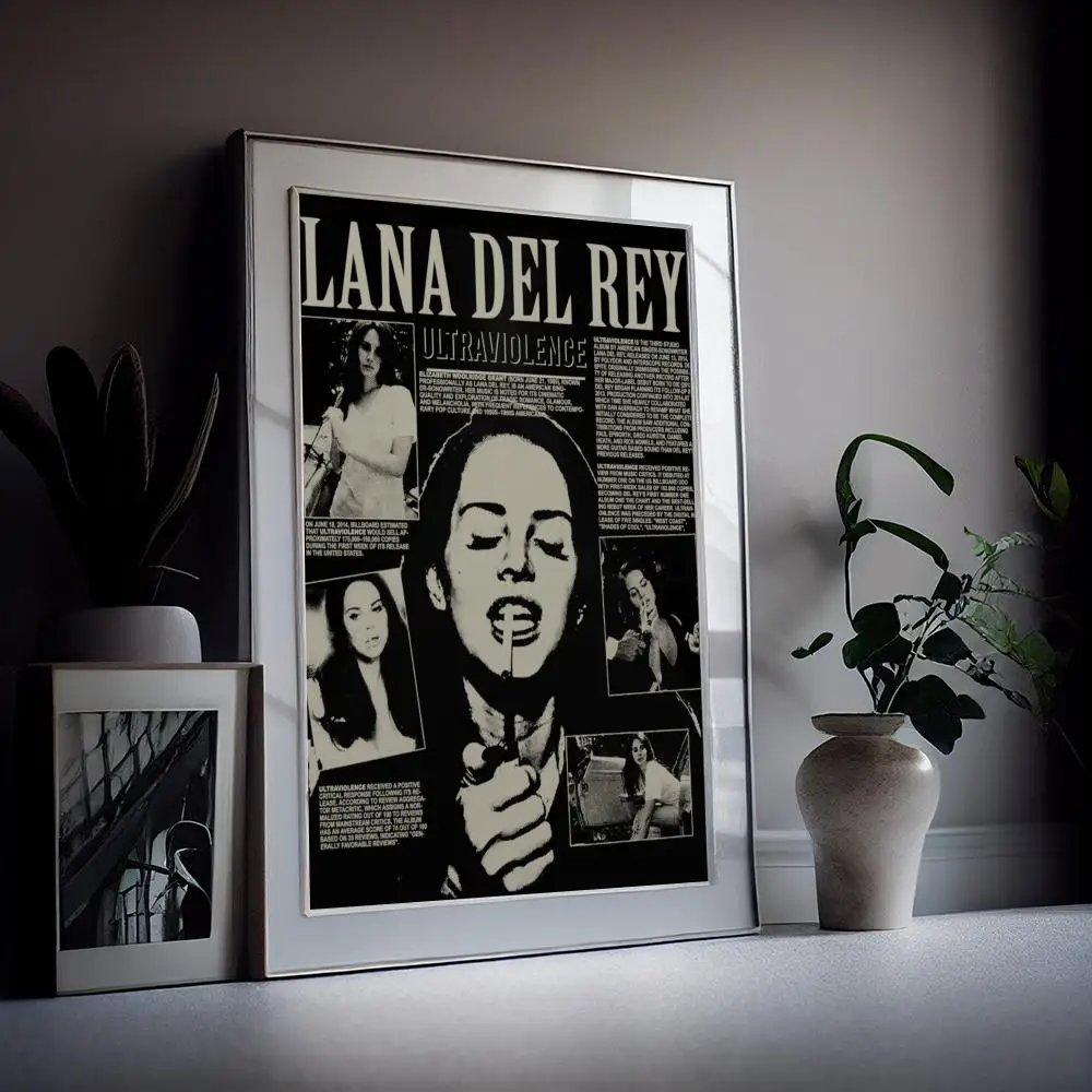 Singer Lana Del Rey Classic Anime Poster Fancy Wall Sticker for Living Room Bar Decoration Decor Art Wall Stickers