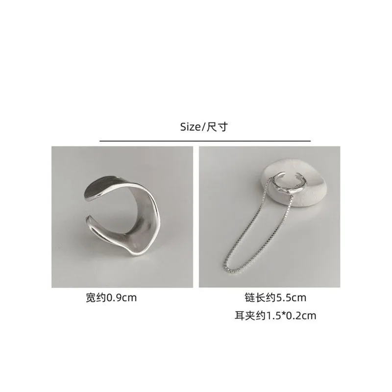 VENTFILLE Silver Color Tassel Ear Clip for Women Asymmetrical Trendy Party Jewelry 925 Stamp Birthday Gifts Dropship Wholesale