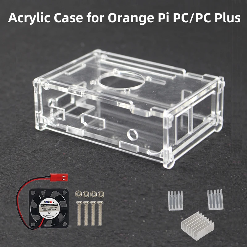 Akrylowa obudowa Orange Pi PC Przezroczysta obudowa Opcjonalny radiator wentylatora chłodzącego kompatybilny z Orange Pi PC Plus