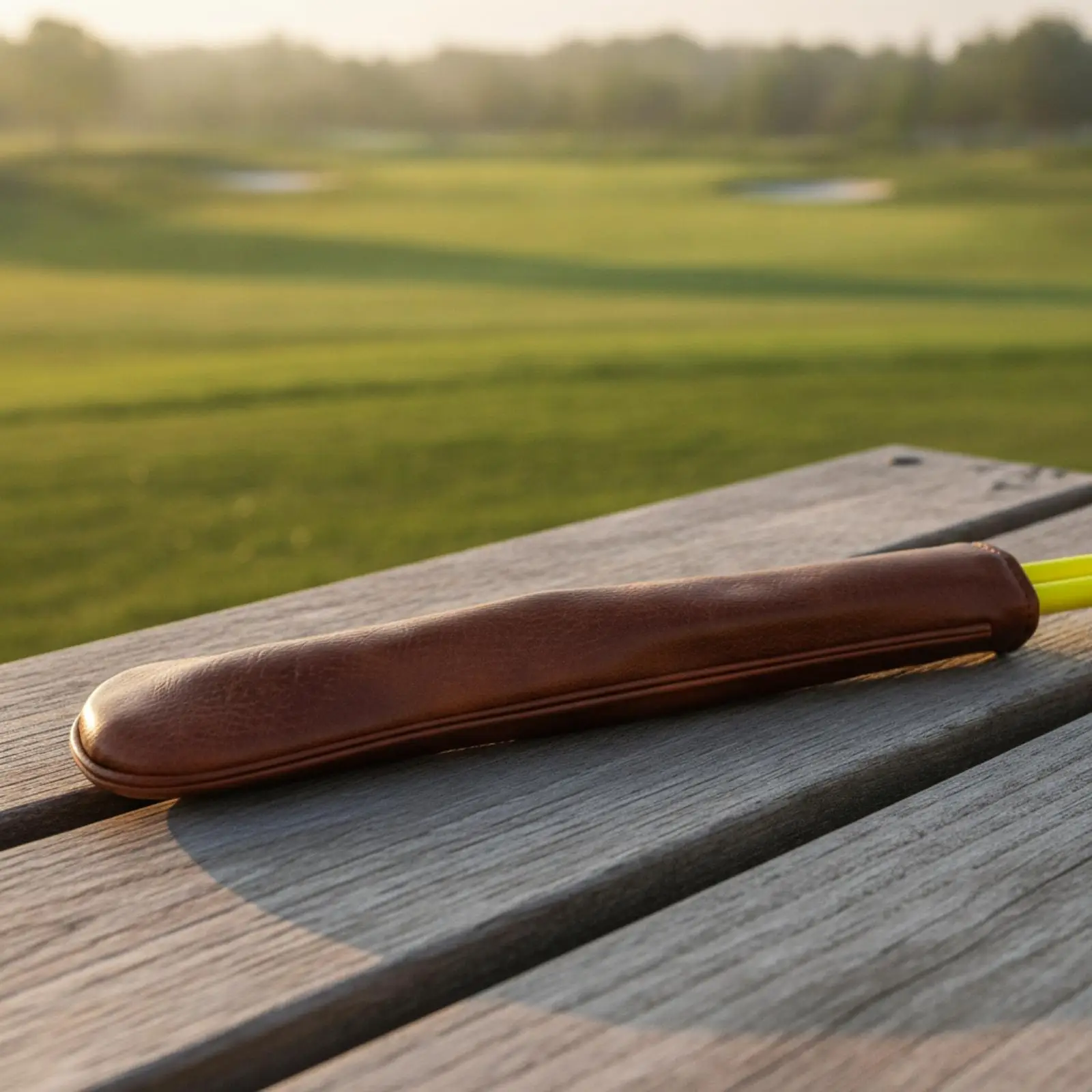 Golf Training Aid Cover PU Leather Protector for Direction Stick with Stitched Edge and Open Bottom