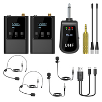 Dual Wireless Microphone System Headset Mic/Stand Mic/Lavalier Lapel Mic with Rechargeable Bodypack Transmitter & Receiver