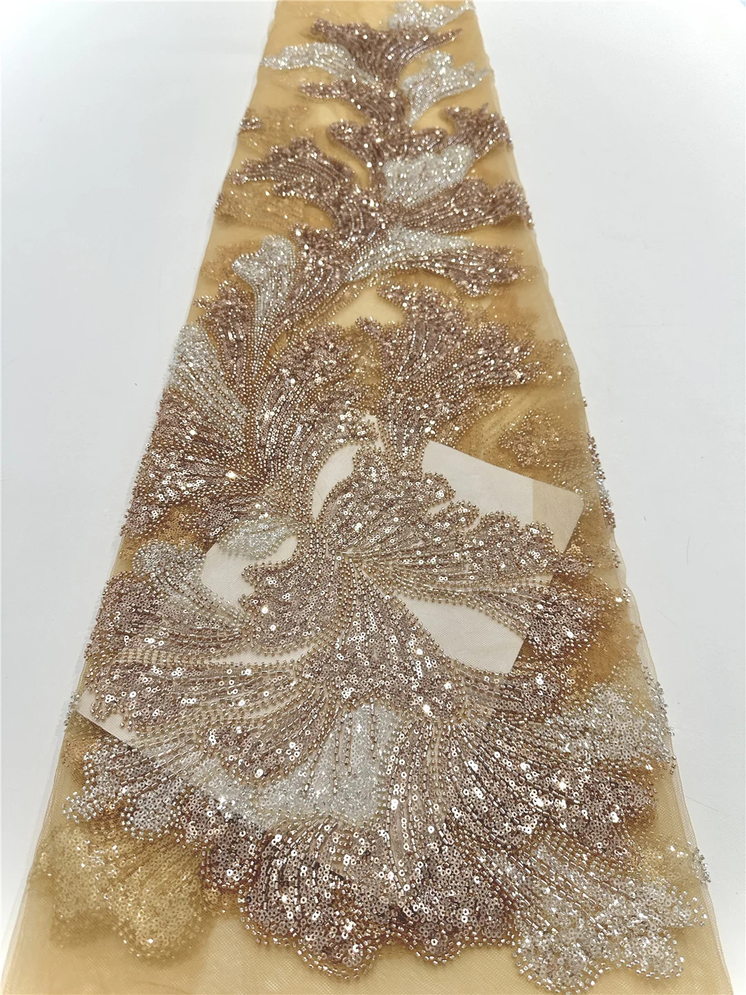 African Lace Fabric 2025 Sequins Beaded Embroidery Groom Nigerian Bridal High Quality French Tulle Lace Fabric For Wedding -SHIT