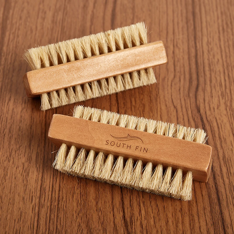 Double-Sided Wooden Nail Brush - Square Scrubbing Brush for Finger and Toe Nail Care