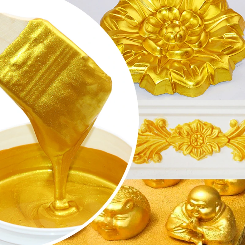 300/800g Super Bright Glitter Gold/Silver Paint Water Based Gold Paint  for Wood,Gold statue,Furniture