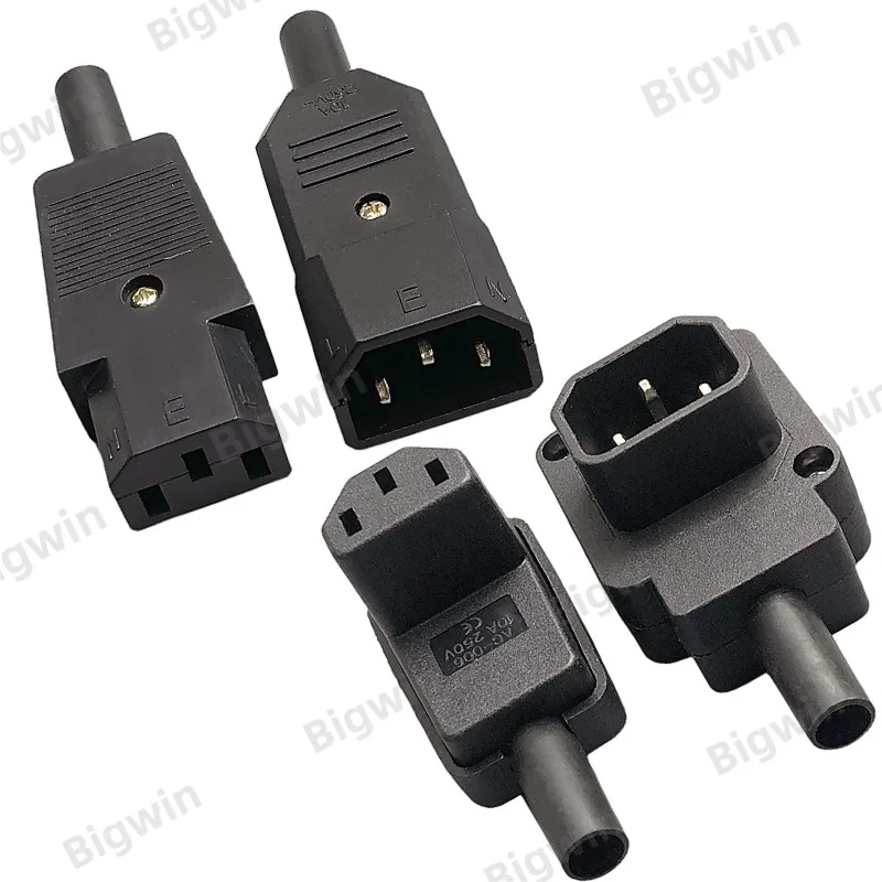 C13 C14 Rewirable Power Plug IEC 320 10A 250V 3Pin Straight / 90° Elbow Male Female Connector