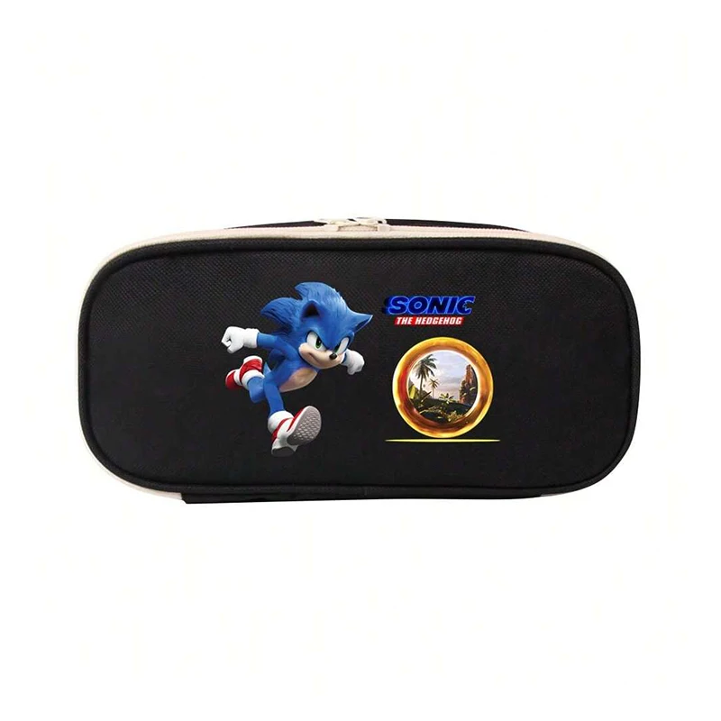 Sonic étudiant crayon sac papeterie étudiant fermeture éclair stylo boîte imprimé stylo boîte étudiant multi-fonctionnel décontracté vacances fête cadeau