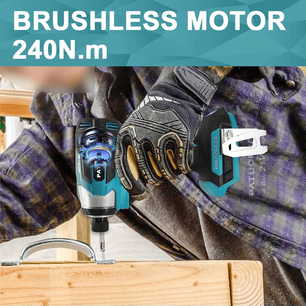 PATUOPRO 5-Speed Brushless Electric Screwdriver 1/4 Inch Cordless Electric Impact Driver Fit Makita 18V Battery(No Battery) image 4