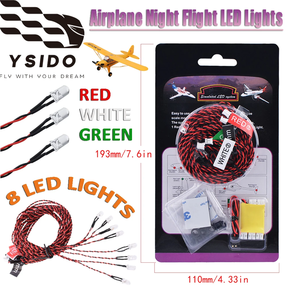 RC Lighting System 8 LED Flash Lamp Night Navigation Light Set 30mA Current FOR RC Fixed Wing Airplane Helicopter Accessories