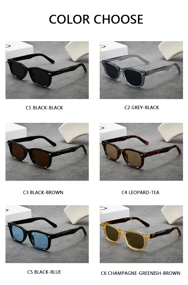 Herren-Sonnenbrille mit dickem Rahmen, Retro-Stil, braun, schmaler Rahmen, Hip-Hop-Stil, Rapper-Brille, Urlaubs-Sonnenbrille, UV400 – Detail 5