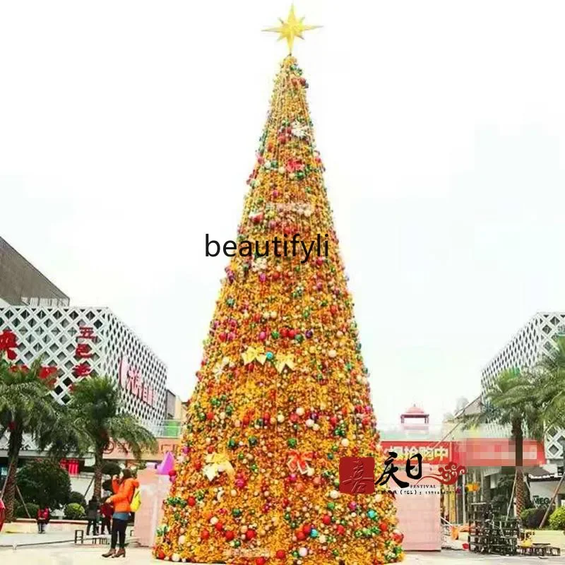 Golden Christmas tree decoration 5 meters 6 meters 7 meters 8 meters, large frame Christmas tree set