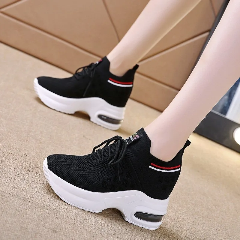 

Chunky Sneakers Women's 2024 Autumn New Height Increased Wedges Shoes Breathable Mesh Shoes Light Platform Casual Running Shoes