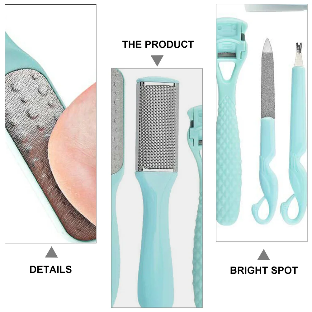 1 セット修理フットケアキット角質除去スカイブルーペディキュアツールフットファイルカルスリムーバーひび割れかかと治療ネイル