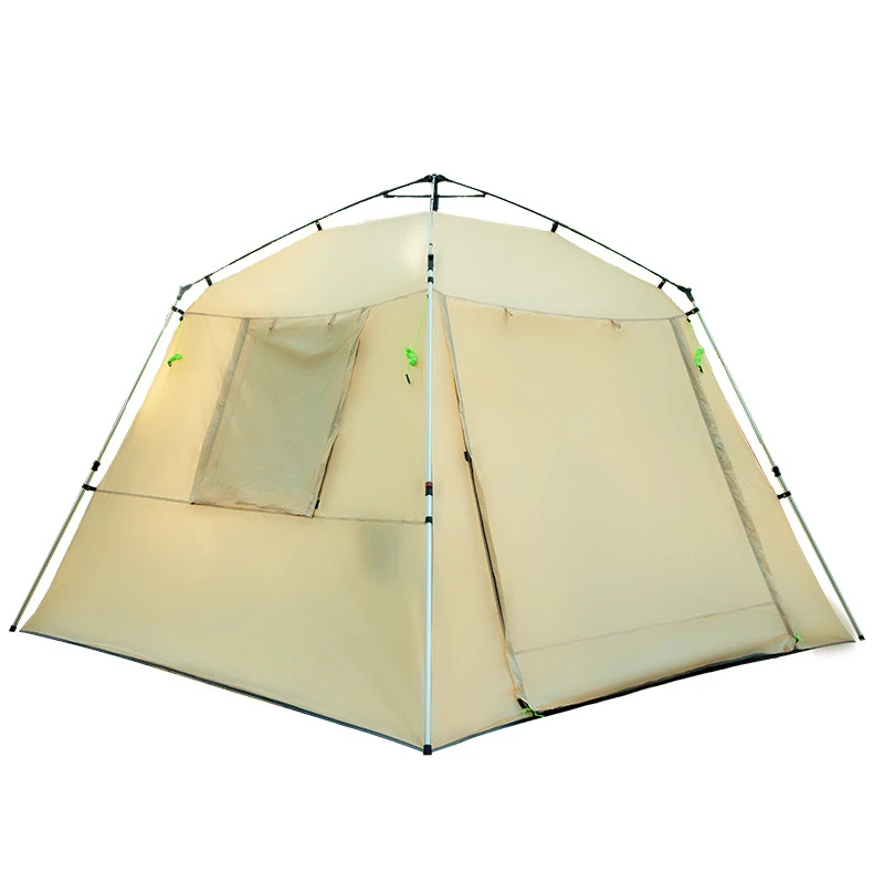 Outdoor products factory 5-8 people single layer rainproof quick open tent camping half aluminum rod spring automatic account