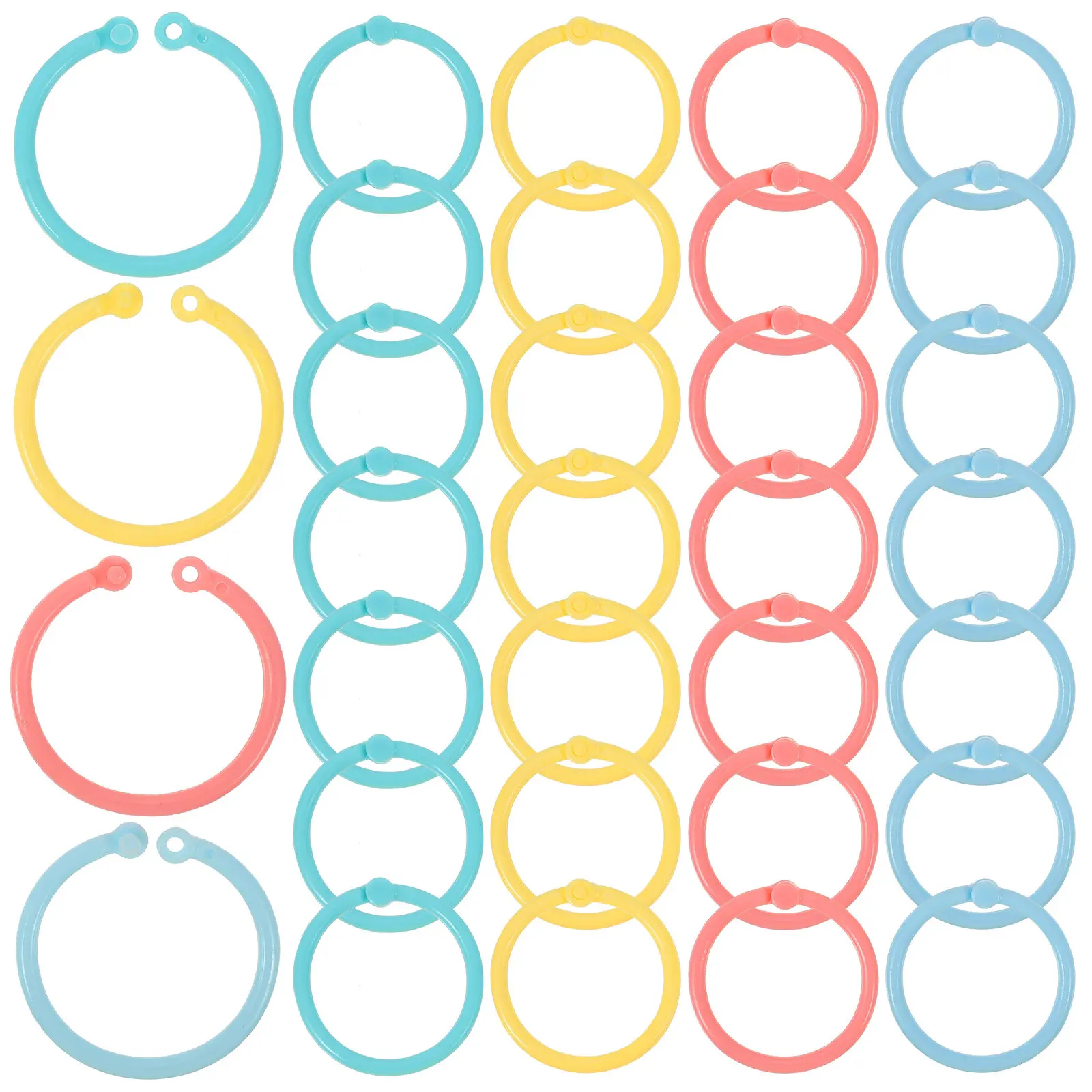 

80pcs Multi-Color Plastic Binder Rings For Loose Leaf Notebooks Paper Cards Scrapbooking Office School Stationery