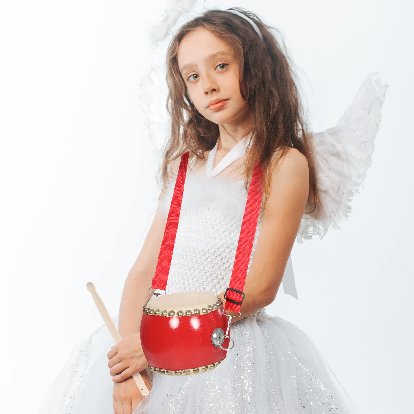 1 set di batteria piccola per bambini, strumento a percussione portatile, tamburo a mano per bambini con bacchette, sviluppo dell'allenamento del ritmo precoce