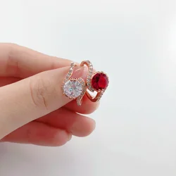 New Fashion Design Rose Gold Color Big Zircon Crystal Stone Bend Rings For Women Engagement Jewelry Gift DWR389M