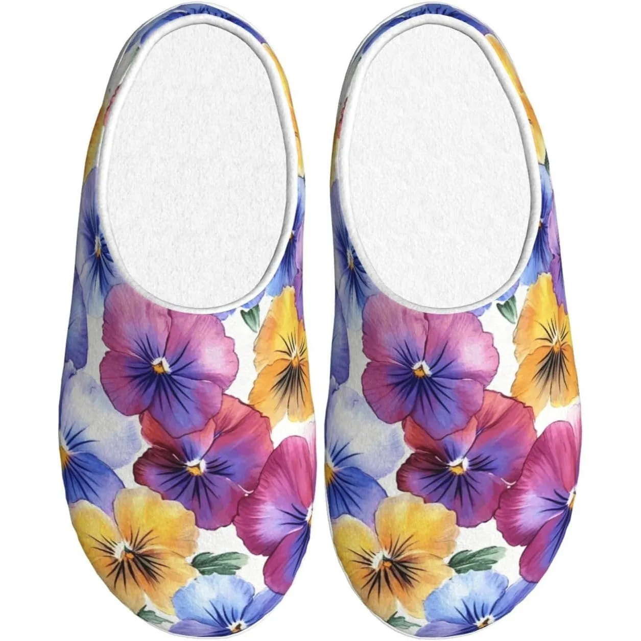 

Pansy Flower Women’s Cozy Slippers Soft Cotton Indoor & Outdoor House Slippers With Anti-Slip Sole