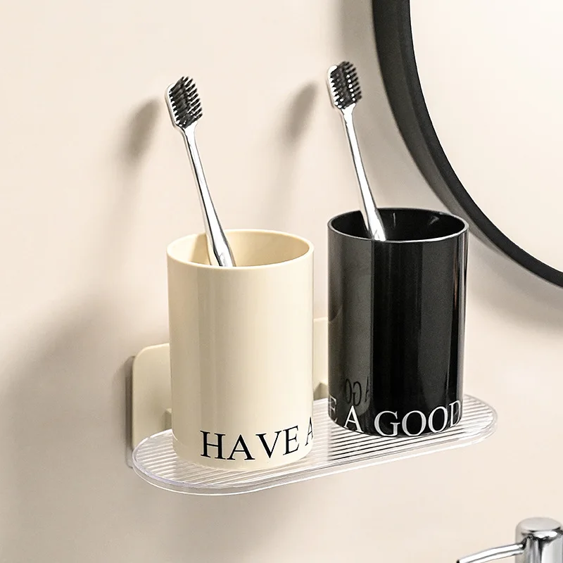 Bathroom Storage Shelf Perforation-free Wall Hanging Bathroom Gargle Cup Storage Shelf Hotel Can Put Paper Towels Mobile Phone S