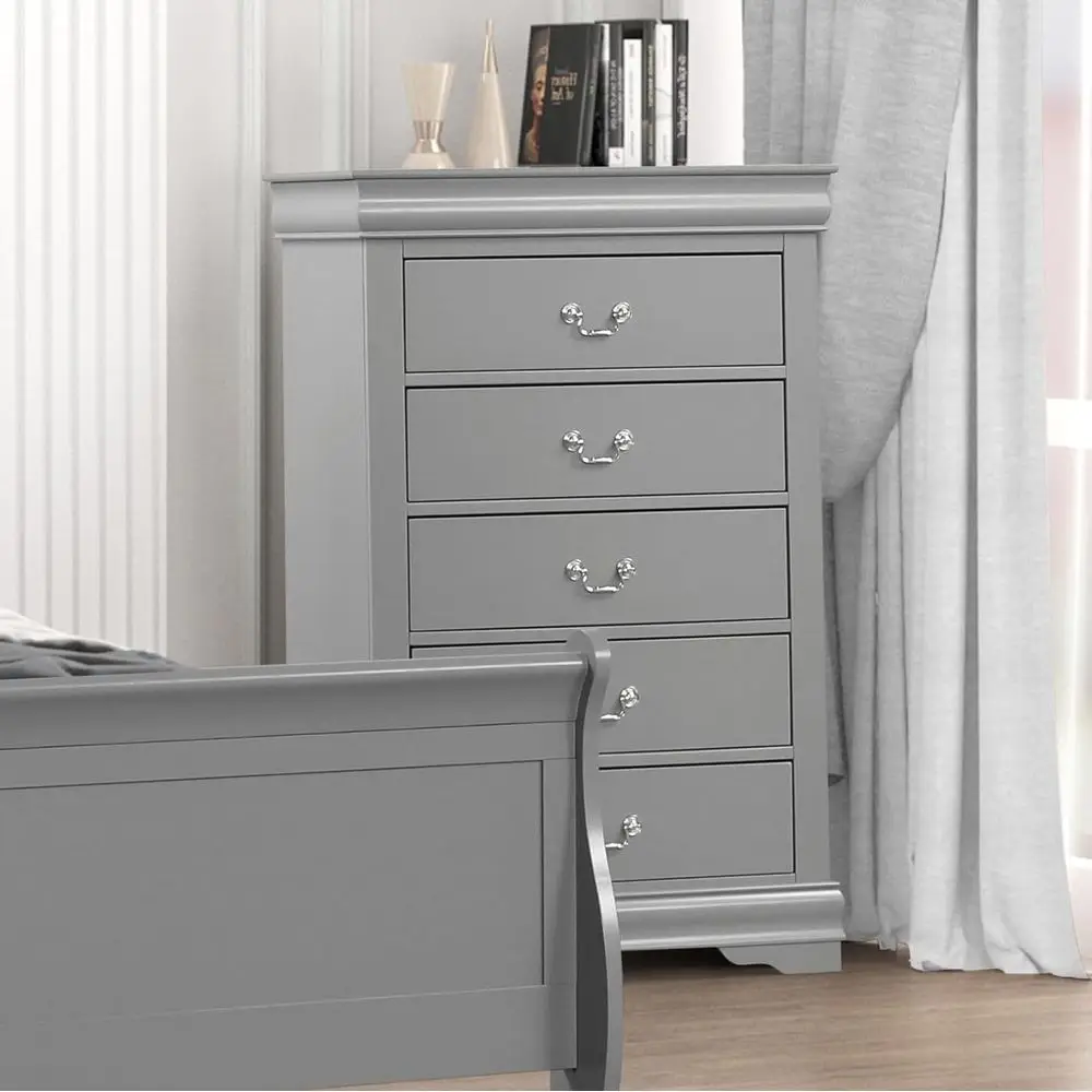 

Bracket Leg Chest with Hanging Ders in Transitional Gray inish
