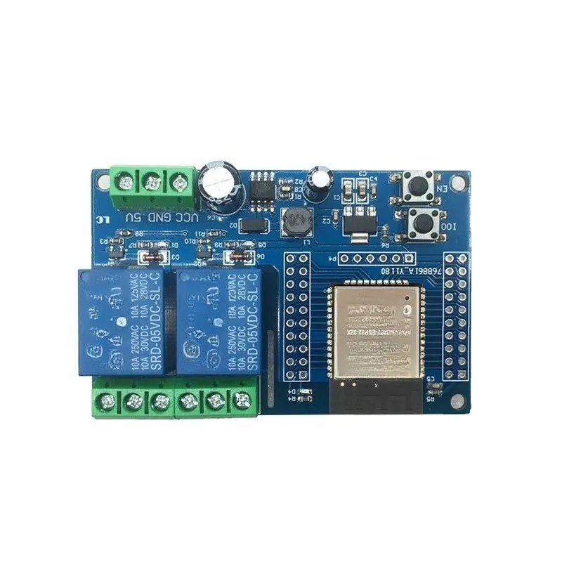 For DC5-60V power supply, dual wifi bluetooth relay module ESP32-WROOM secondary development board