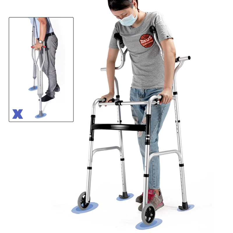 Elderly Rehabilitation Walker Underarm Crutches Walking Stick Disabled Rollator Aluminum Alloy Standing Frame Mobility Scooter