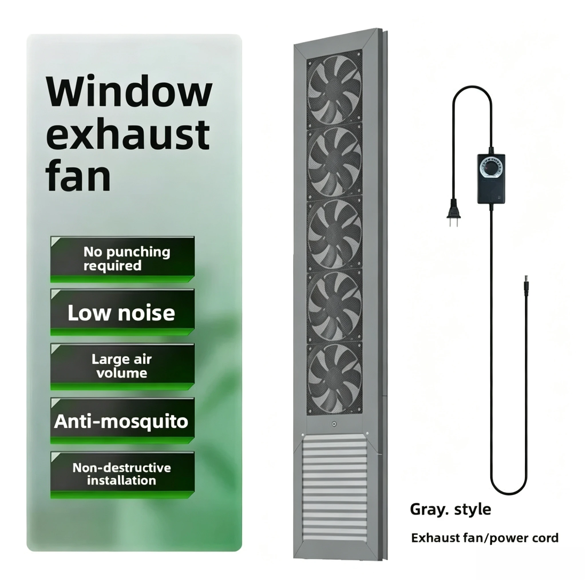 Drill-Free Silent Glass Window Exhaust Fan Multiple Colors Optional Household Kitchen Ventilation Fan