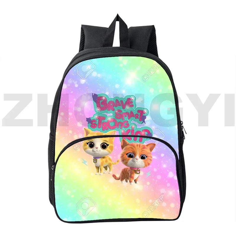 Plecaki 3D SuperKitties przedszkole dzieci na zamek błyskawiczny Bookbag dla dzieci słodki kociak Anime 12/16 Cal Mini torba dla nastolatek