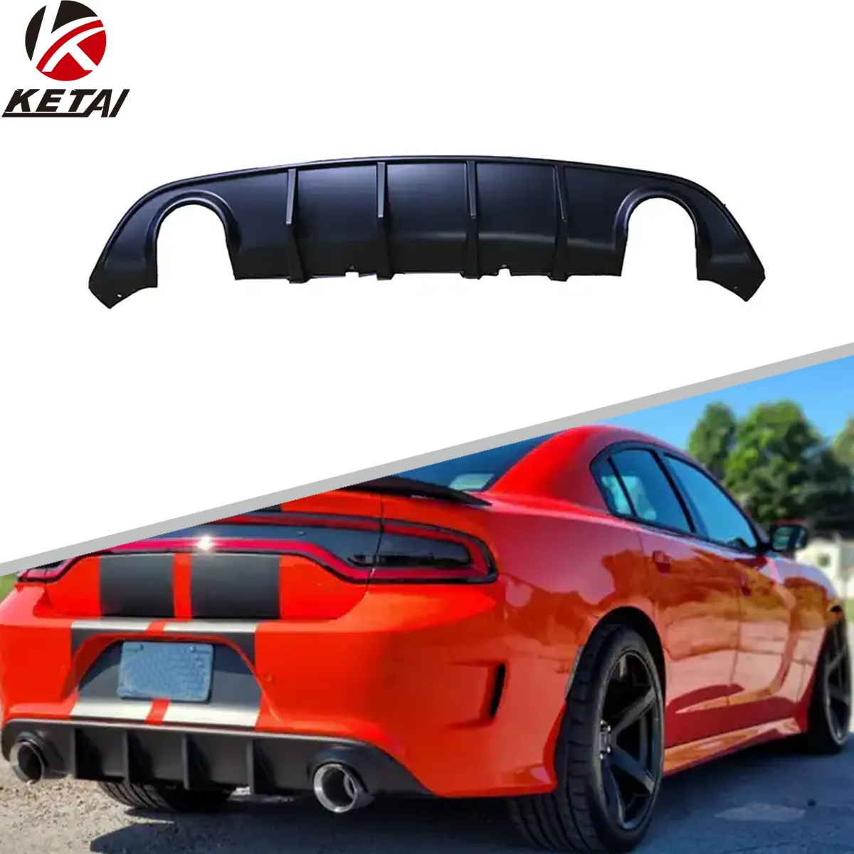 High Quality GT Style PP Rear Diffuser Lip Bumper Normal Bumper For Dodge Charger 2015-2022