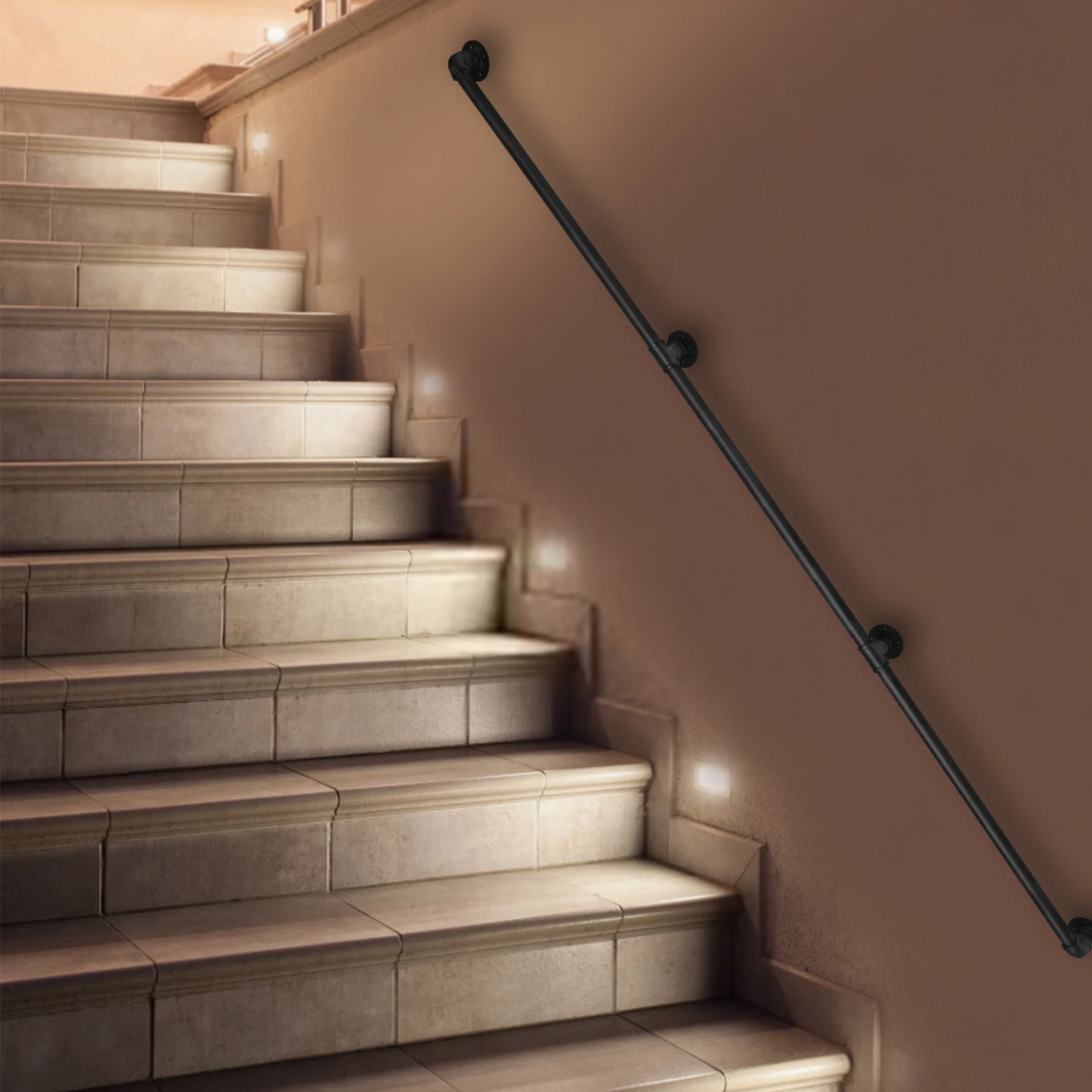 Metal Stair Handrail – Galvanized Iron, Rust-Resistant, Easy Installation with T-Shaped Connectors