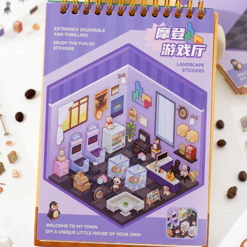 Mr Paper 20 unids/bolsa Dream Town Story Series libro de pegatinas de escenografía lindo almacenamiento de dibujos animados escena en miniatura pegatinas de cabina DIY mano