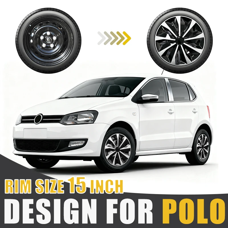 

4 шт. для замены автомобиля 2010–2017 гг., аксессуары для крышки ступицы, 15-дюймовые колпаки ступиц колес, автомобильный дизайн для Volkswagen Polo