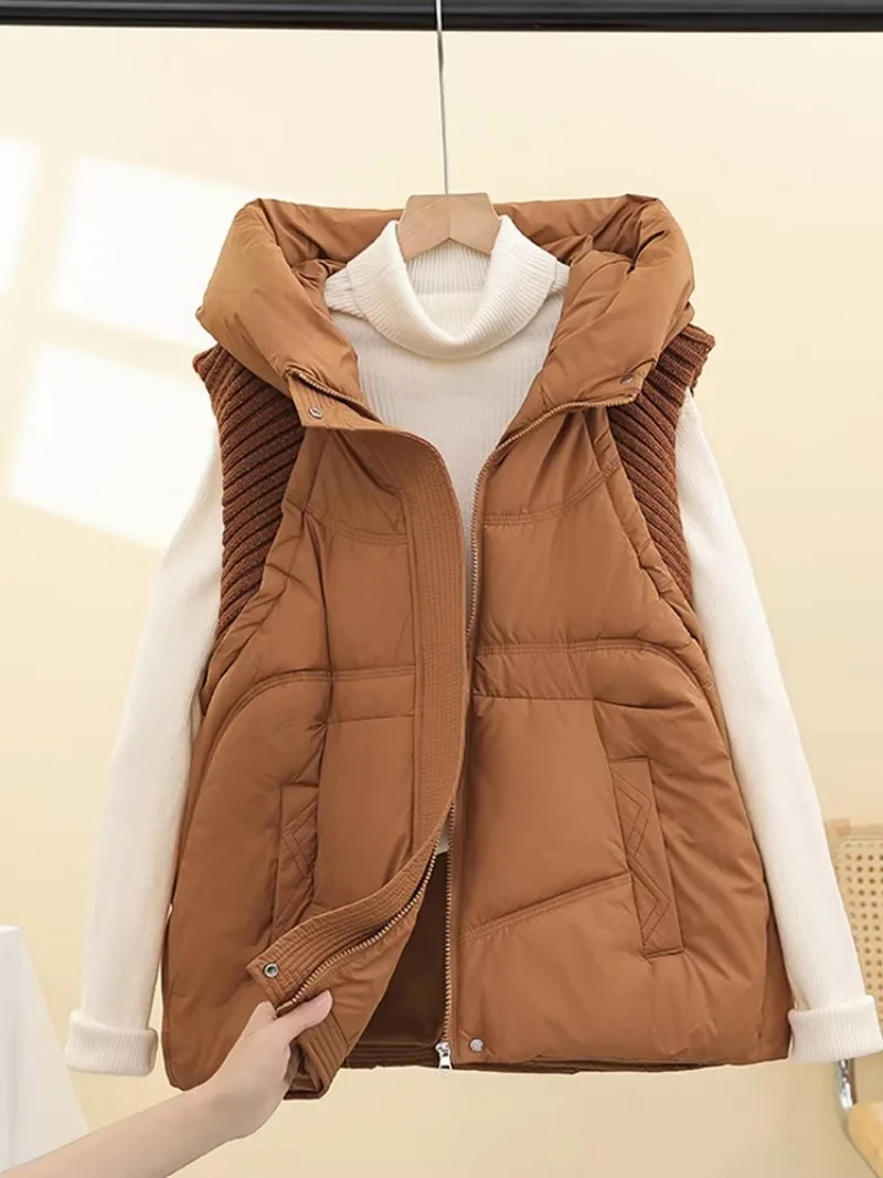 Fashion Women's Quilted Vest, Hooded Warm Sleeveless Jacket | 2026 Loose Short Cotton Gilet, All-Season Cold Proof Outerwear w21