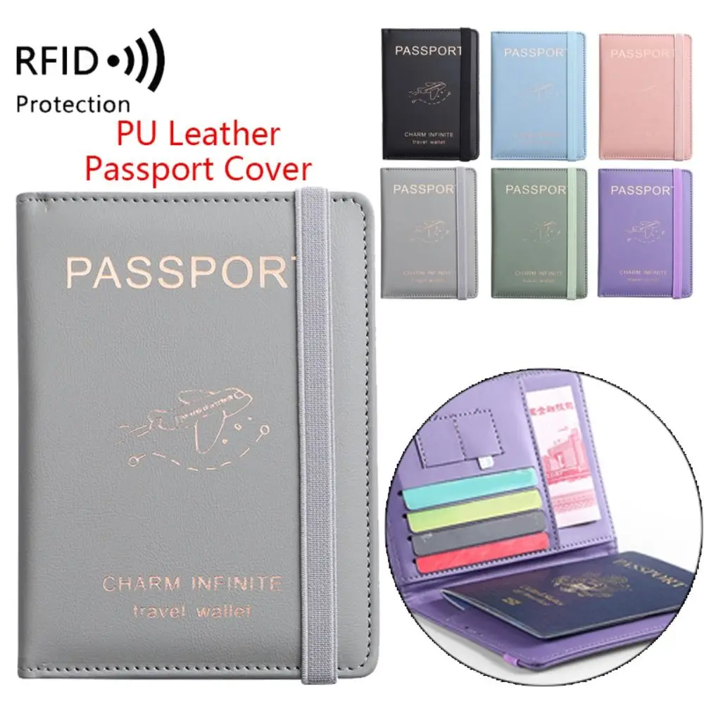 Women Men PU RFID Passport Cover Passport Protector Multi-Function Credit ID Card Wallet Waterproof Document Package Holder