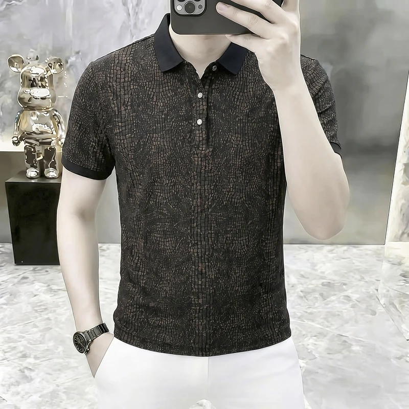 Coolness Breathable Design Men's Polo Shirts Short Sleeve Casual Summer HighQuality Smooth Comfortable Slim Fit Polos De Hombre